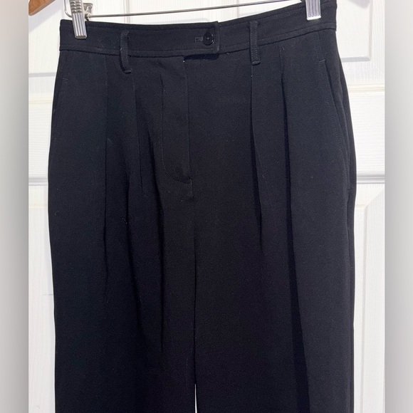 Aritzia Babaton Eckhardt Pleated Wide Leg High Waist Pants Black Trousers Size 4 - Picture 8 of 13